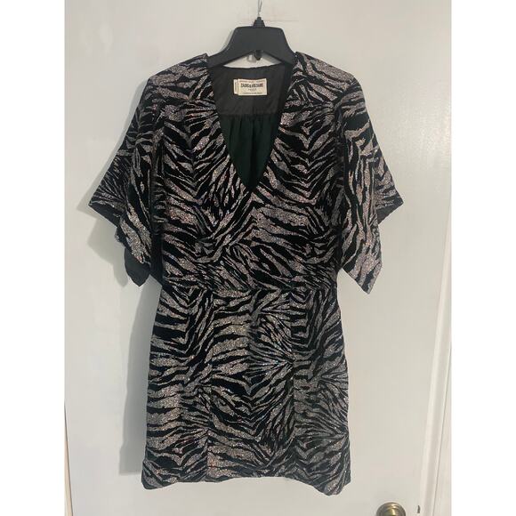 Zadig & Voltaire Rilena velvet sparkle dress women’s S dark green event cocktail - Picture 2 of 7